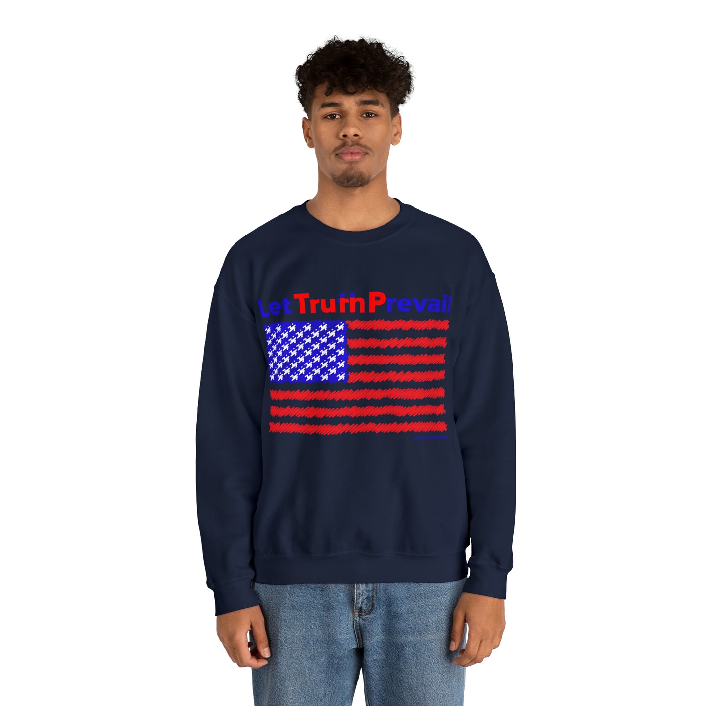 Men's Let Truth (Trump) Prevail with American Flag Heavy Blend™ Crewneck Sweatshirt