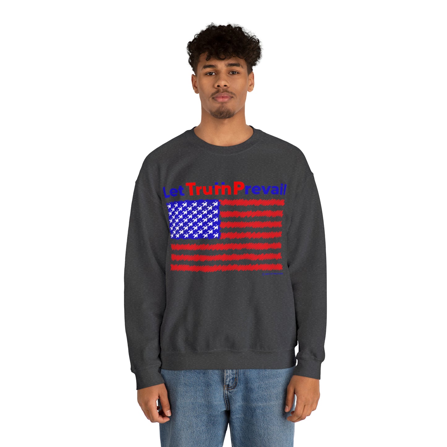 Men's Let Truth (Trump) Prevail with American Flag Heavy Blend™ Crewneck Sweatshirt