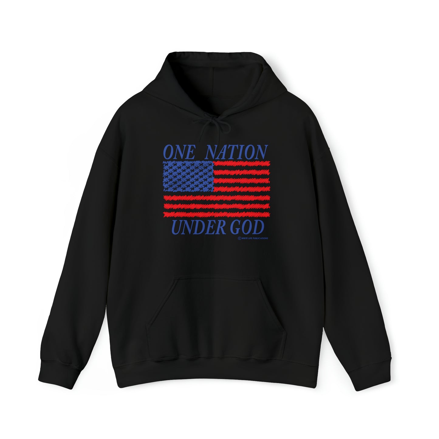 Women's One Nation Under God with American Flag Heavy Blend™ Hooded Sweatshirt