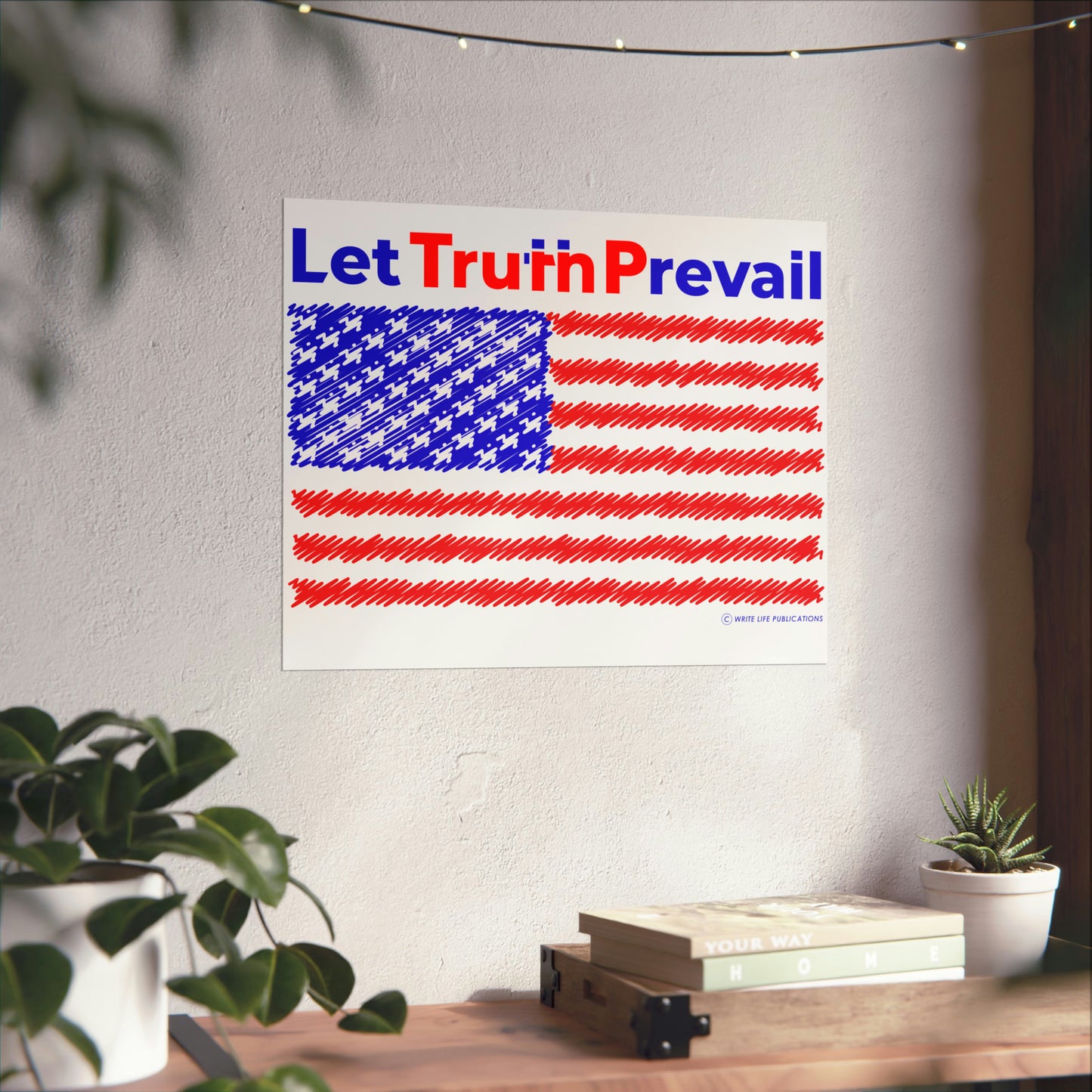 Let Truth (Trump) Prevail with American Flag Premium Matte Horizontal Poster