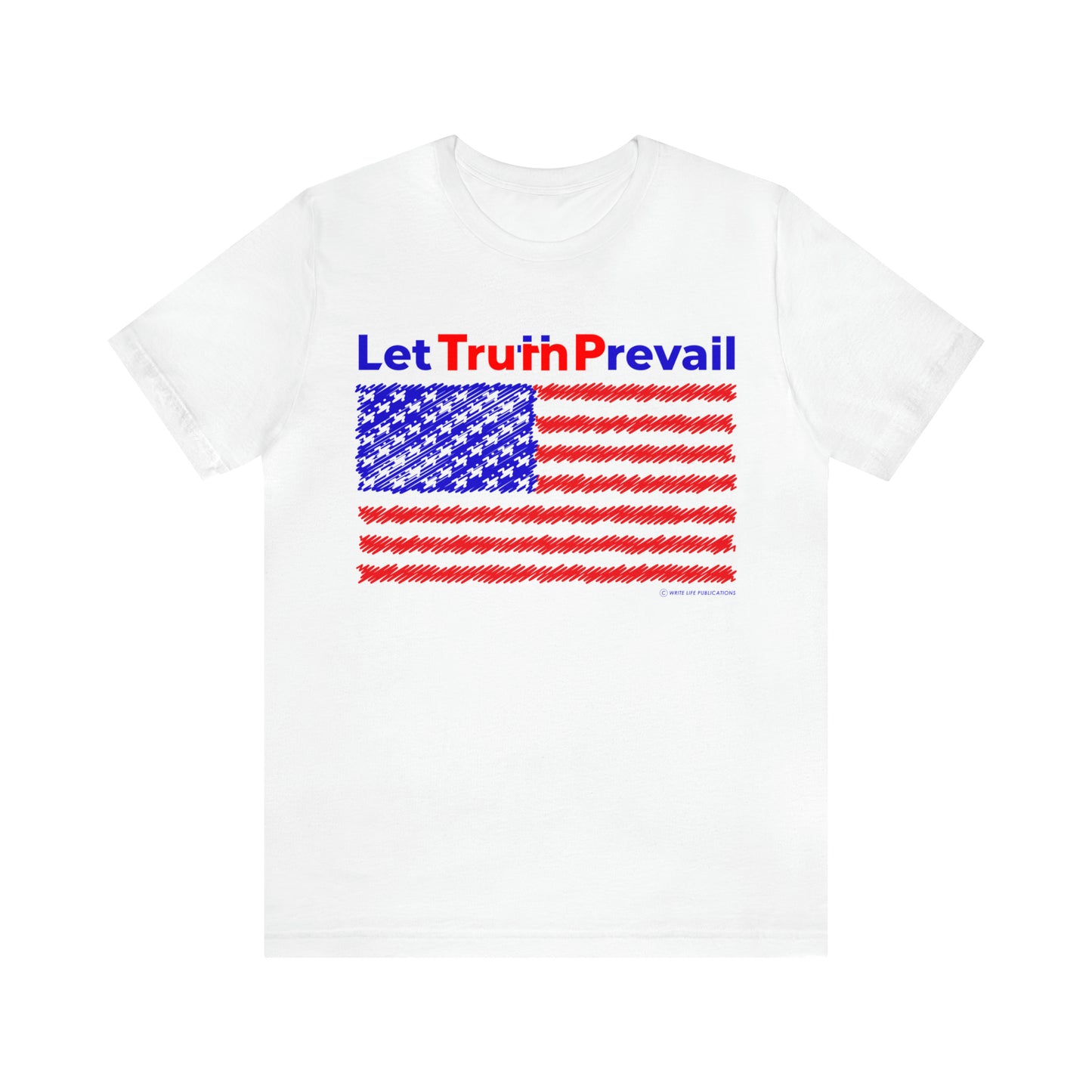 Women's Let Truth (Trump) Prevail With American Flag Jersey Short Sleeve Tee