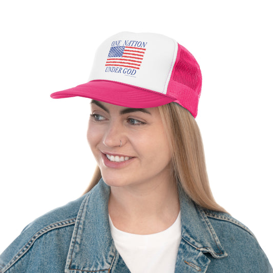 One Nation Under God with American Flag Trucker Caps