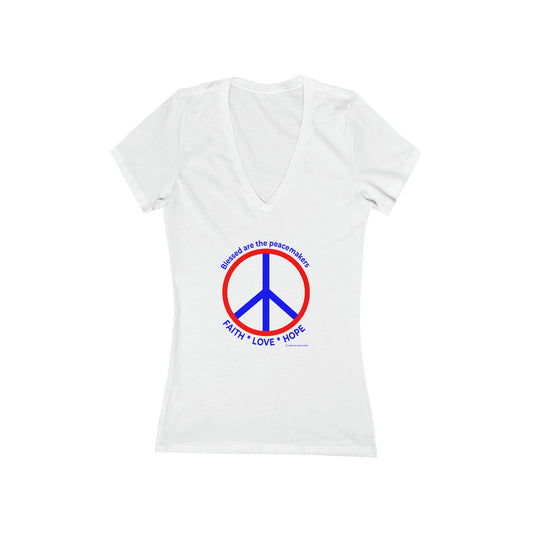 Women's Peacemakers Jersey Short Sleeve Deep V-Neck Tee