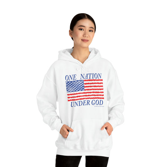 Women's One Nation Under God with American Flag Heavy Blend™ Hooded Sweatshirt