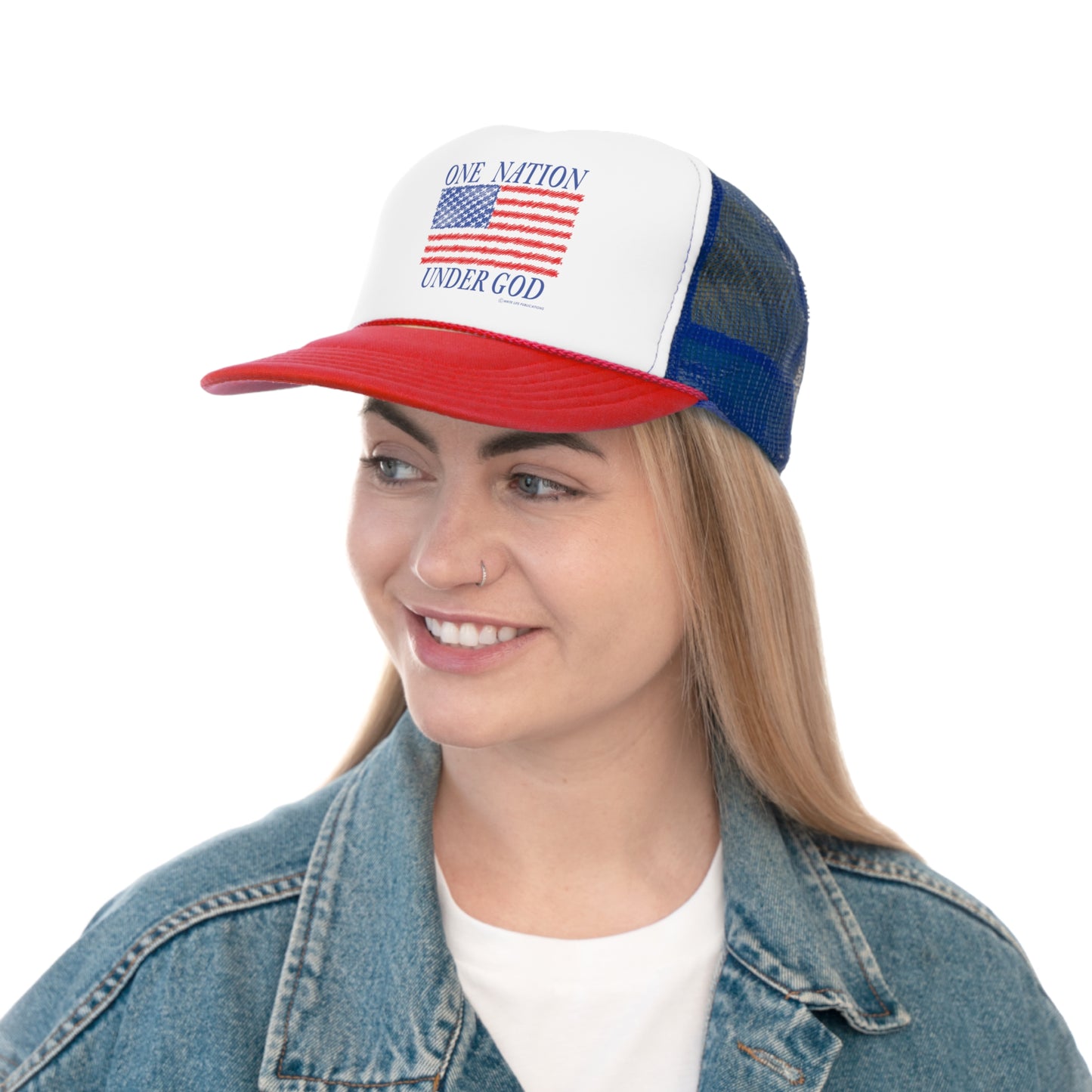 One Nation Under God with American Flag Trucker Caps