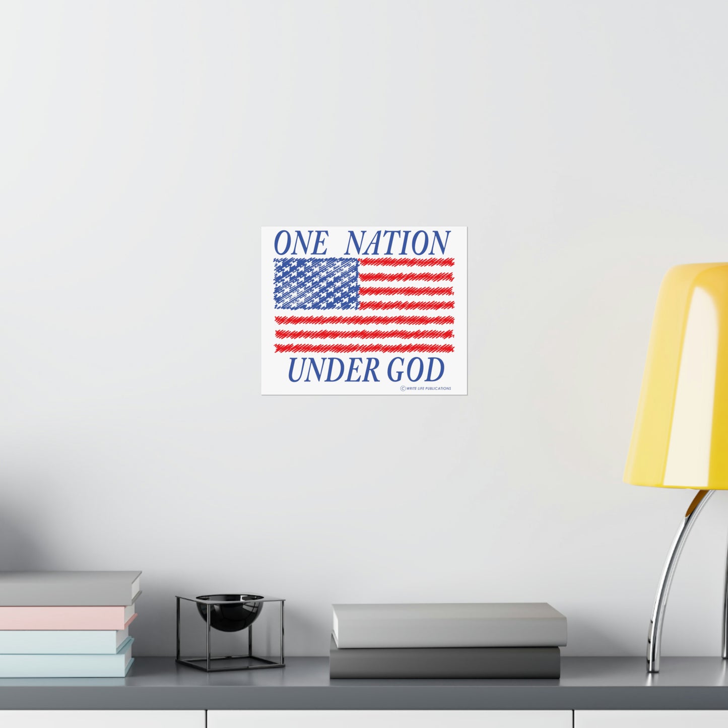 One Nation Under God with American Flag Premium Matte Horizontal Poster