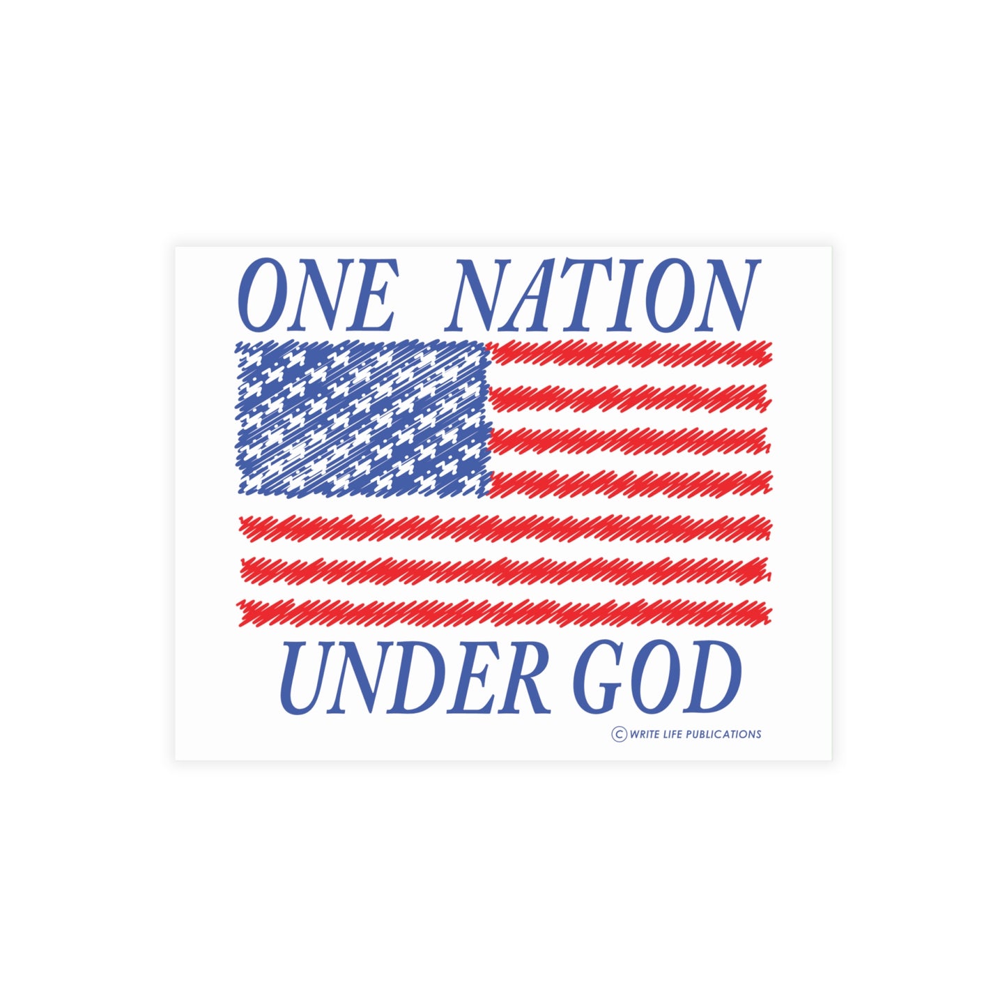 One Nation Under God with American Flag Postcard Bundles (envelopes included)