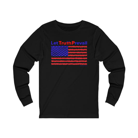 Women's Let Truth (Trump) Prevail with American Flag Jersey Long Sleeve Shirt