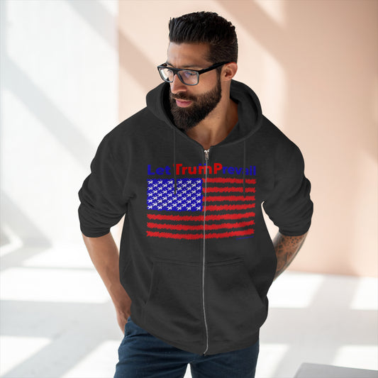 Men's Let Truth (Trump) Prevail with American Flag Premium Full Zip Hoodie