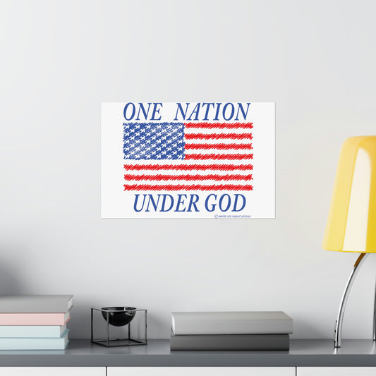 One Nation Under God with American Flag Premium Matte Horizontal Poster