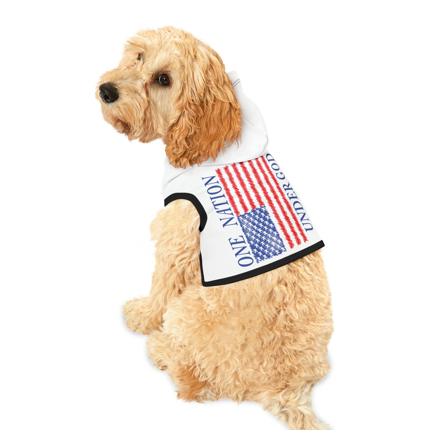 One Nation Under God with American Flag Pet Hoodie