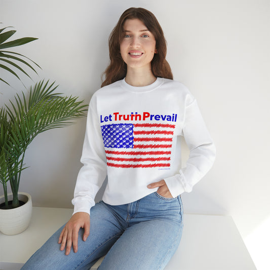 Women's Let Truth (Trump) Prevail with American Flag Heavy Blend™ Crewneck Sweatshirt