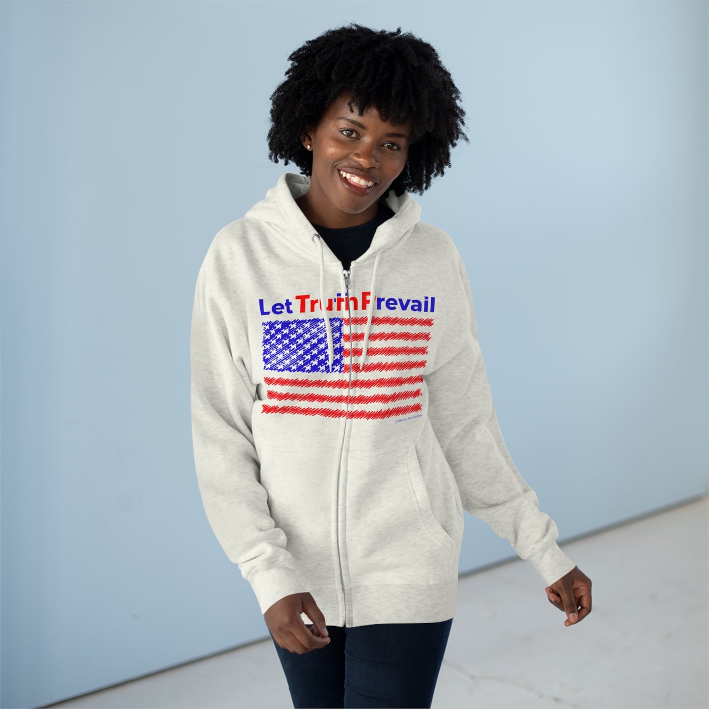 Women's Let Truth (Trump) Prevail with American Flag Premium Full Zip Hoodie