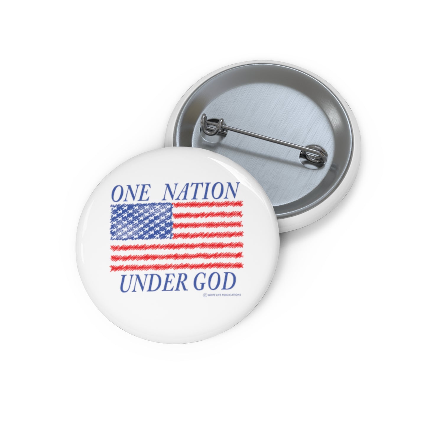 One Nation Under God with American Flag Custom Pin Buttons