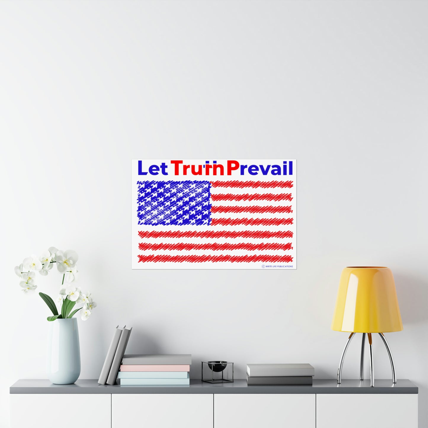 Let Truth (Trump) Prevail with American Flag Premium Matte Horizontal Poster