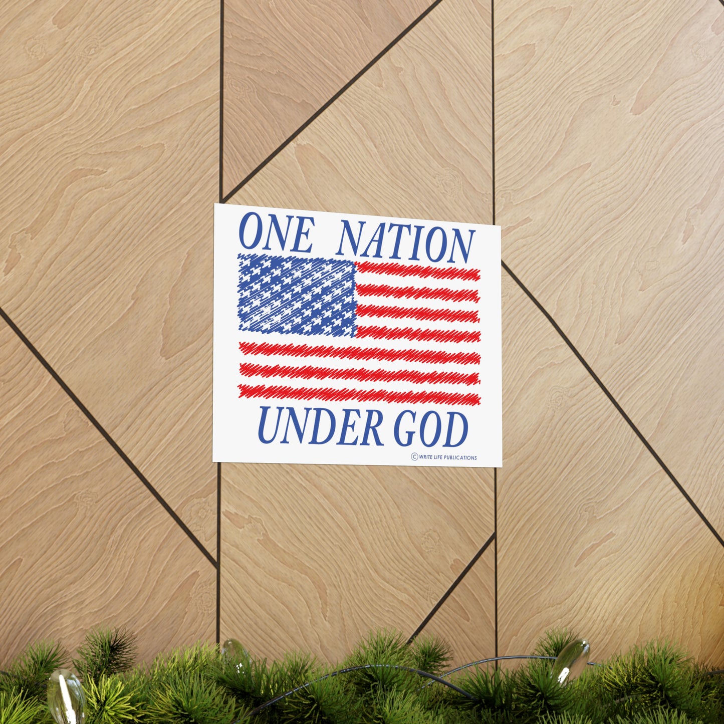 One Nation Under God with American Flag Premium Matte Horizontal Poster