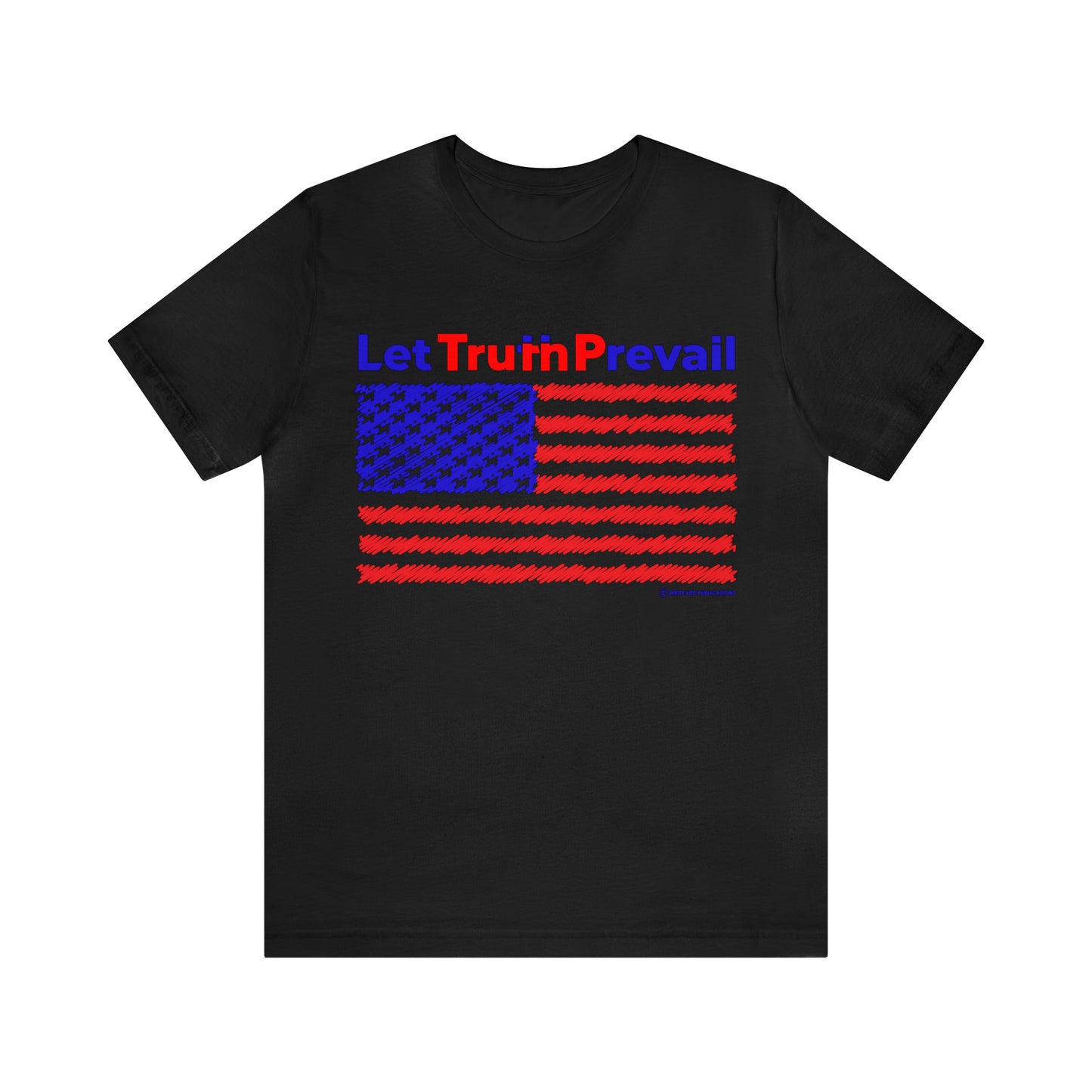 Women's Let Truth (Trump) Prevail With American Flag Jersey Short Sleeve Tee