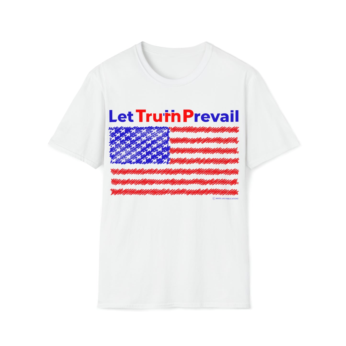 Women's Let Truth (Trump) Prevail with American Flag  Softstyle T-Shirt