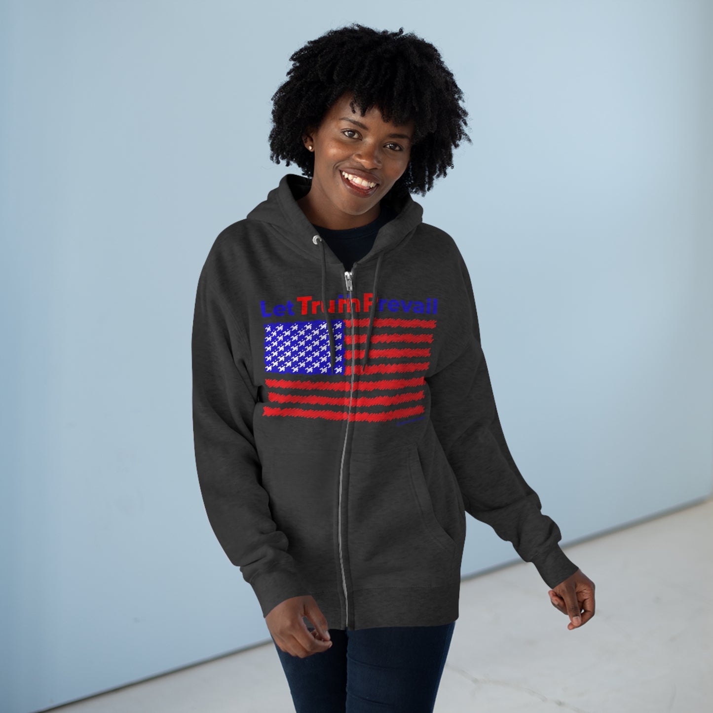 Women's Let Truth (Trump) Prevail with American Flag Premium Full Zip Hoodie