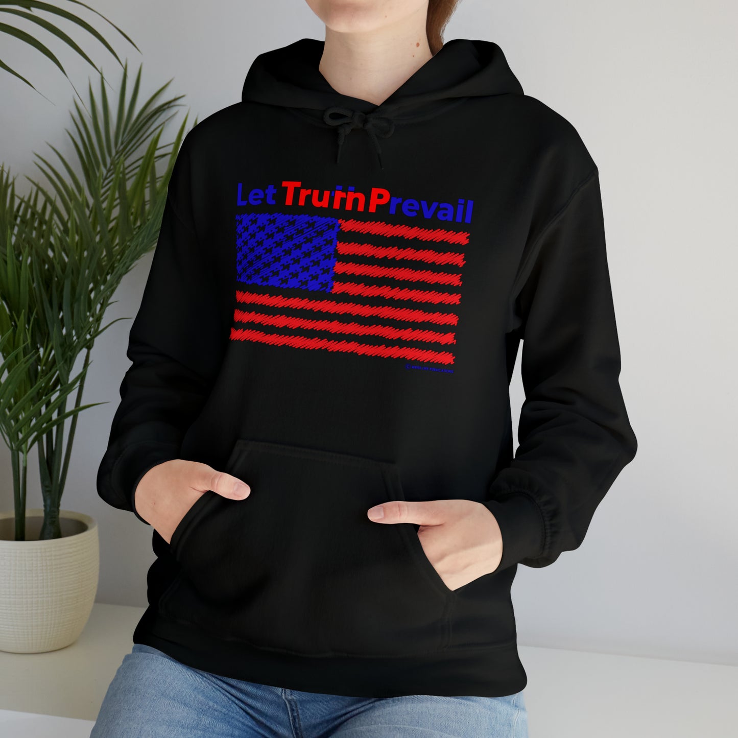 Women's Let Truth (Trump) Prevail with American Flag Heavy Blend™ Hooded Sweatshirt