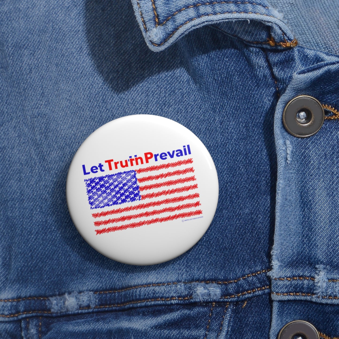 Let Truth (Trump) Prevail with American Flag Custom Pin Buttons