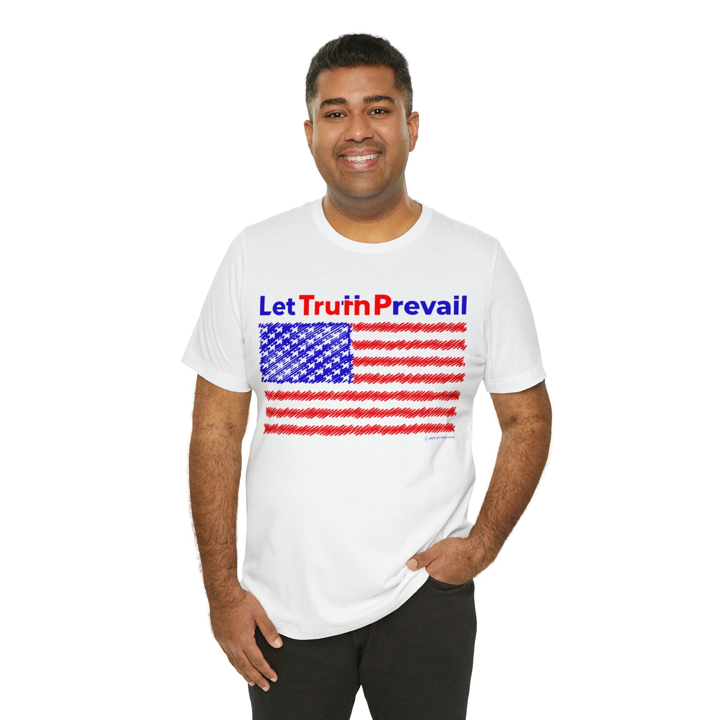 Men's Let Truth (Trump) Prevail With American Flag Jersey Short Sleeve Tee