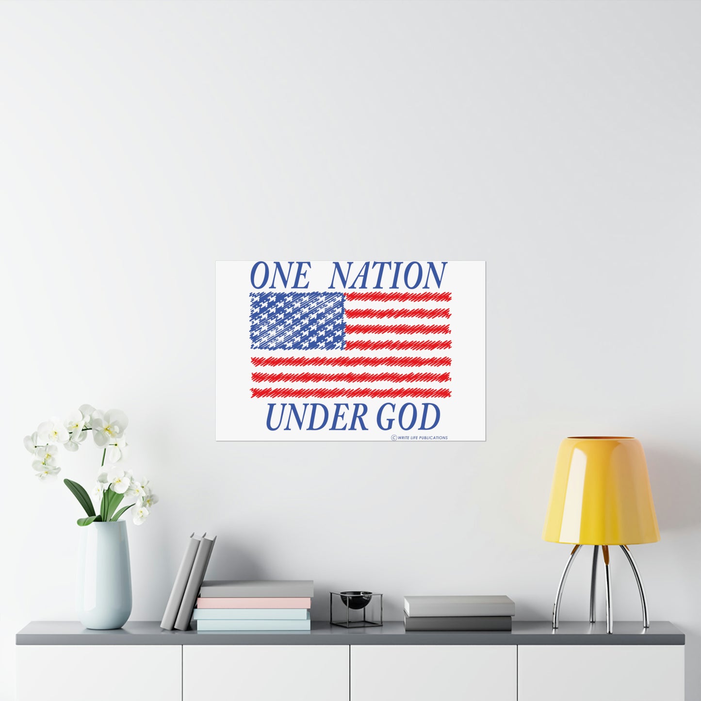 One Nation Under God with American Flag Premium Matte Horizontal Poster