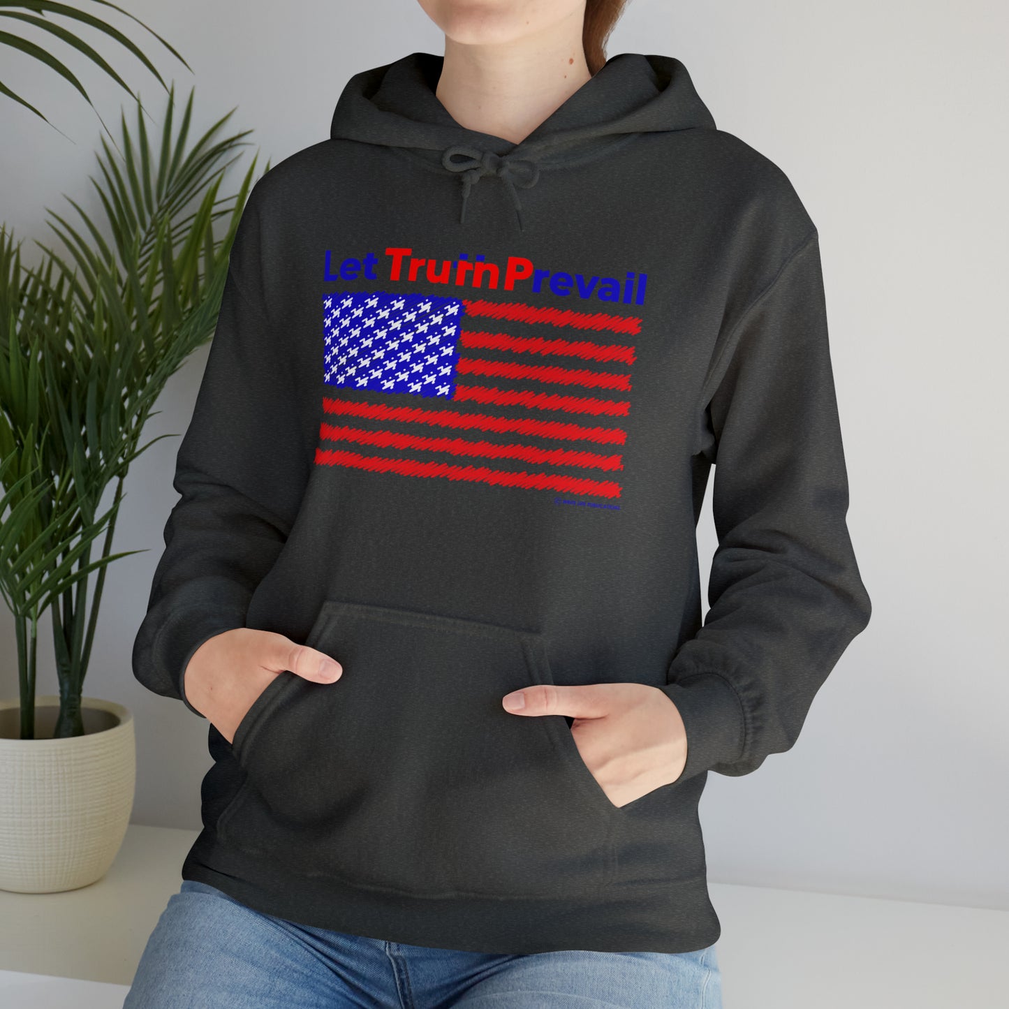 Women's Let Truth (Trump) Prevail with American Flag Heavy Blend™ Hooded Sweatshirt