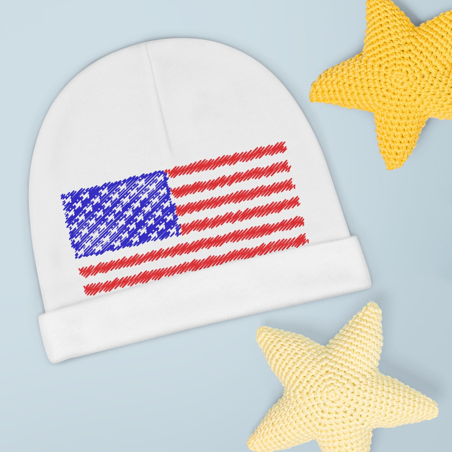 Patriotic American Flag Baby Beanie (AOP)