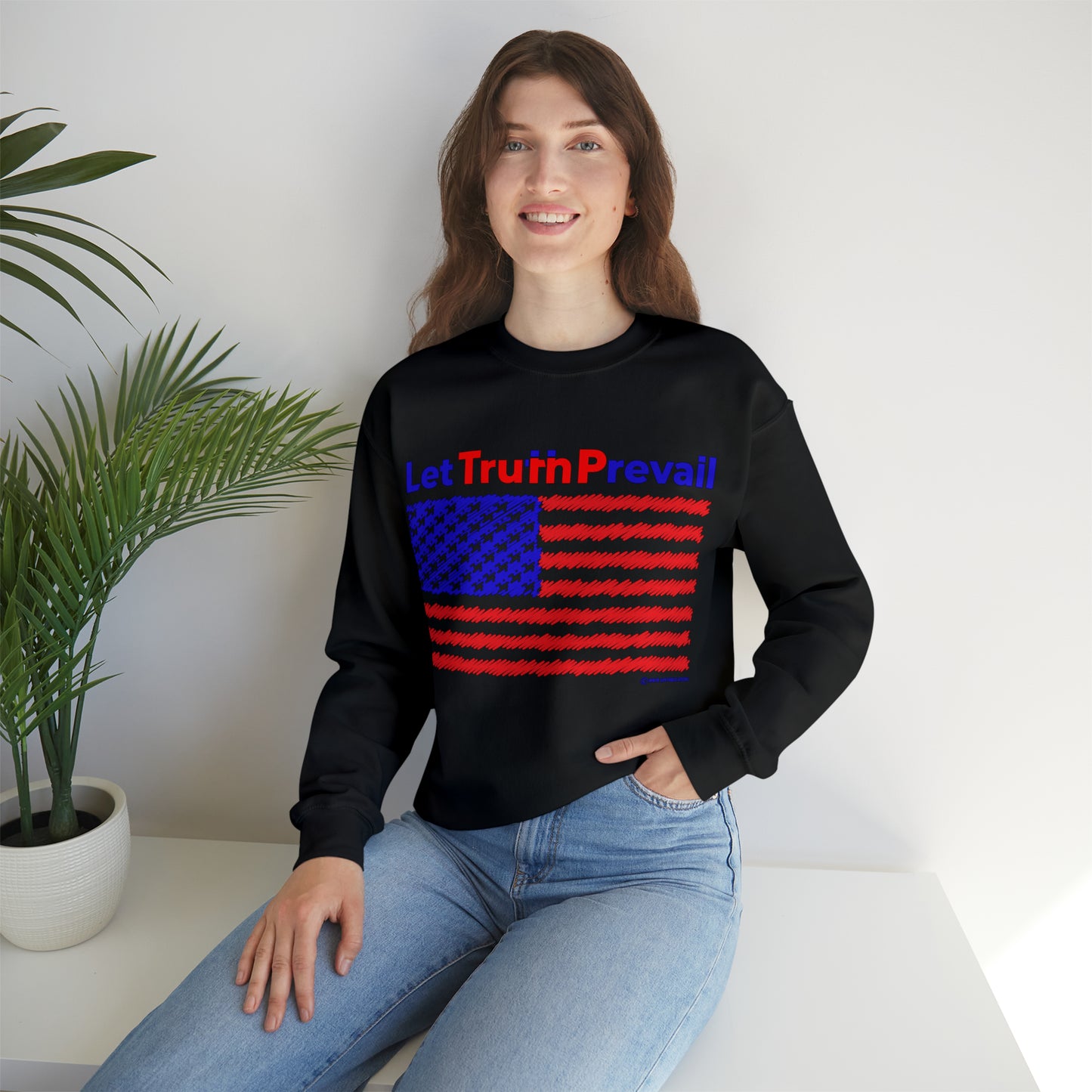 Women's Let Truth (Trump) Prevail with American Flag Heavy Blend™ Crewneck Sweatshirt