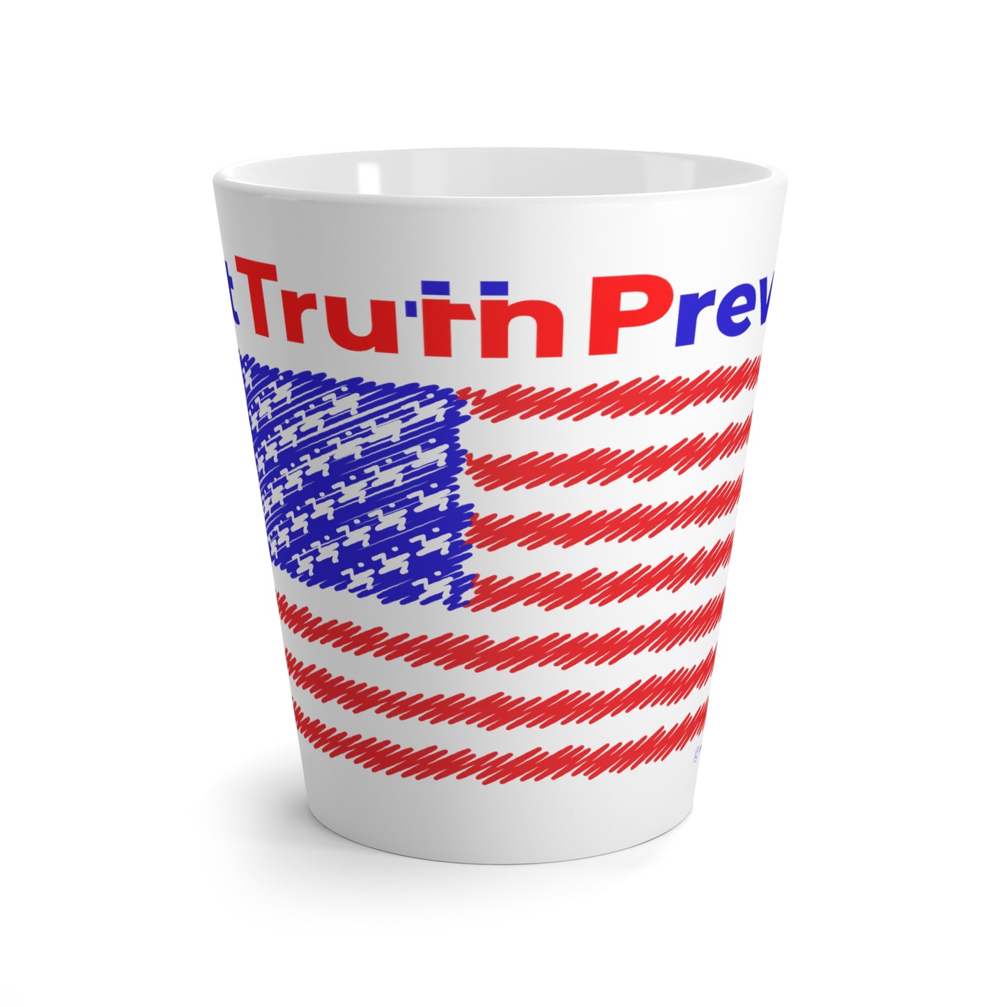 Let Truth (Trump) Prevail with American Flag Latte Mug