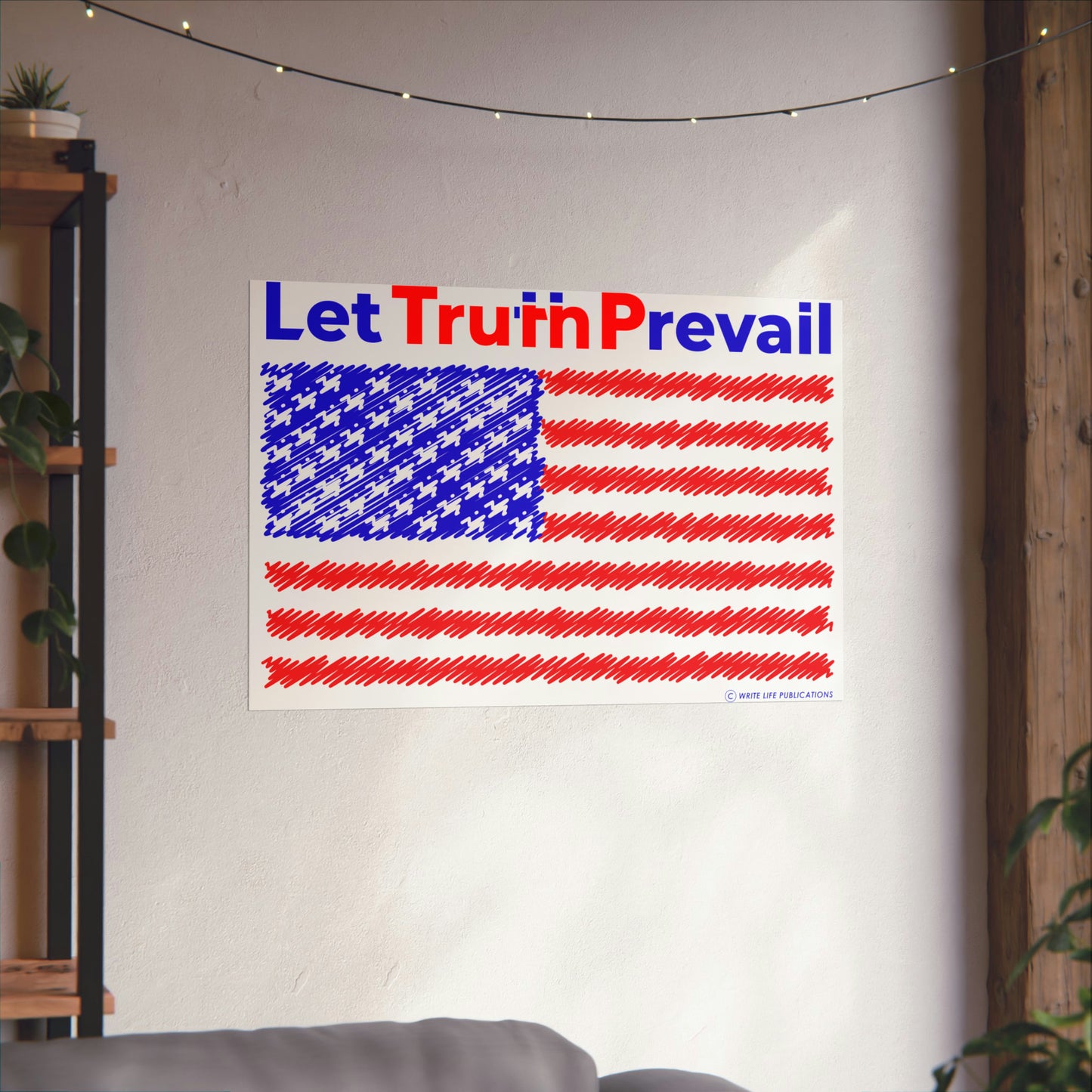 Let Truth (Trump) Prevail with American Flag Premium Matte Horizontal Poster