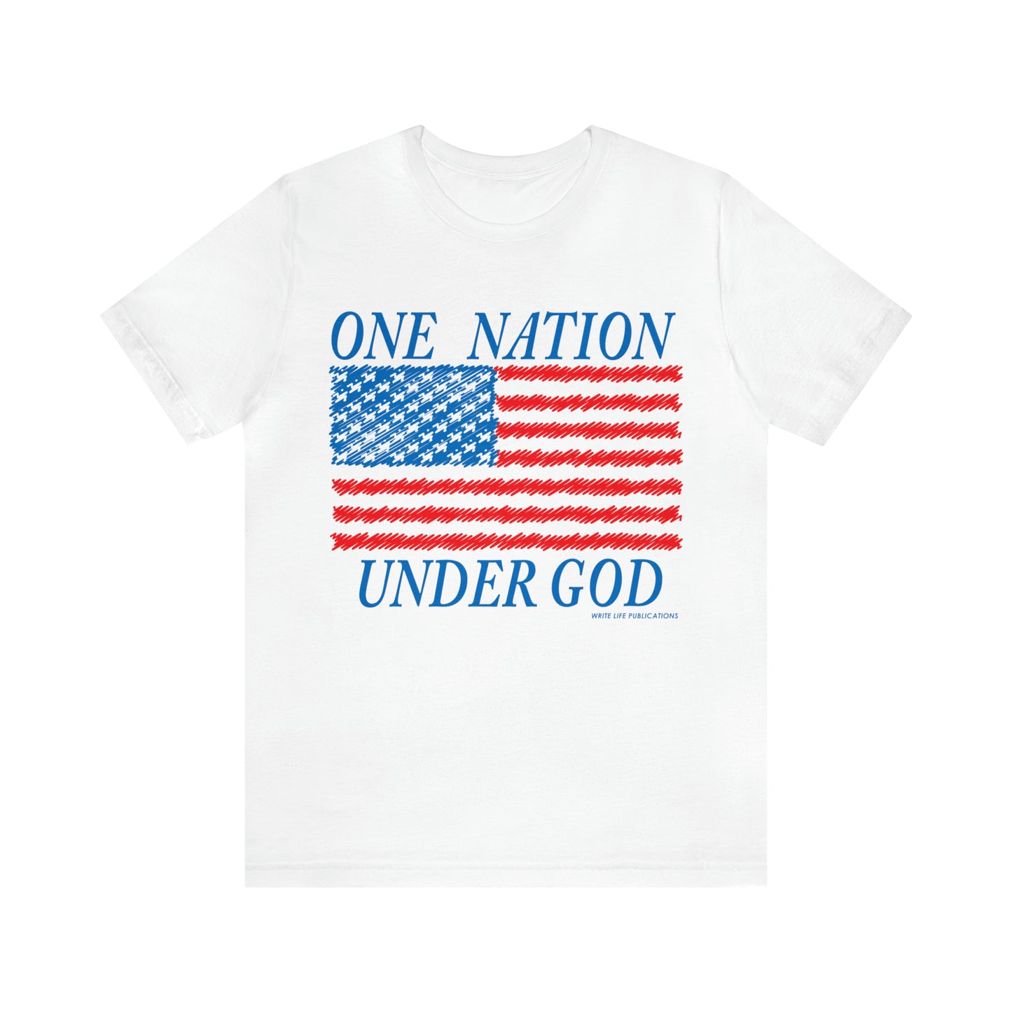 Women's One Nation Under God with American Flag Jersey Short Sleeve Tee