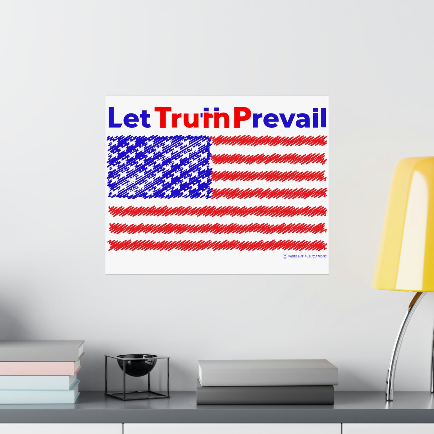 Let Truth (Trump) Prevail with American Flag Premium Matte Horizontal Poster