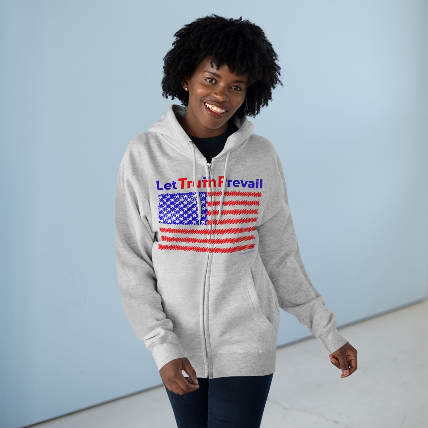 Women's Let Truth (Trump) Prevail with American Flag Premium Full Zip Hoodie