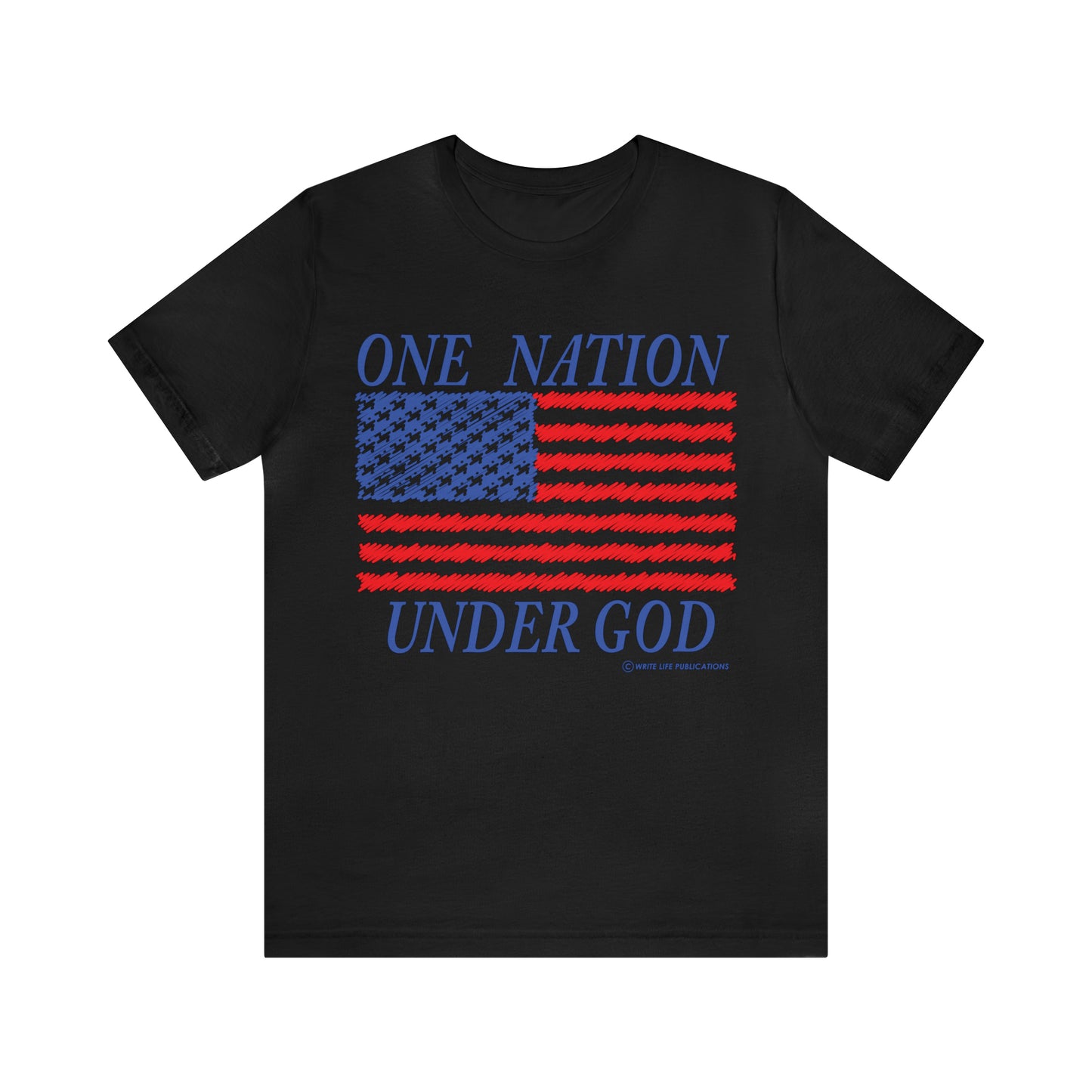 Women's One Nation Under God with American Flag Jersey Short Sleeve Tee