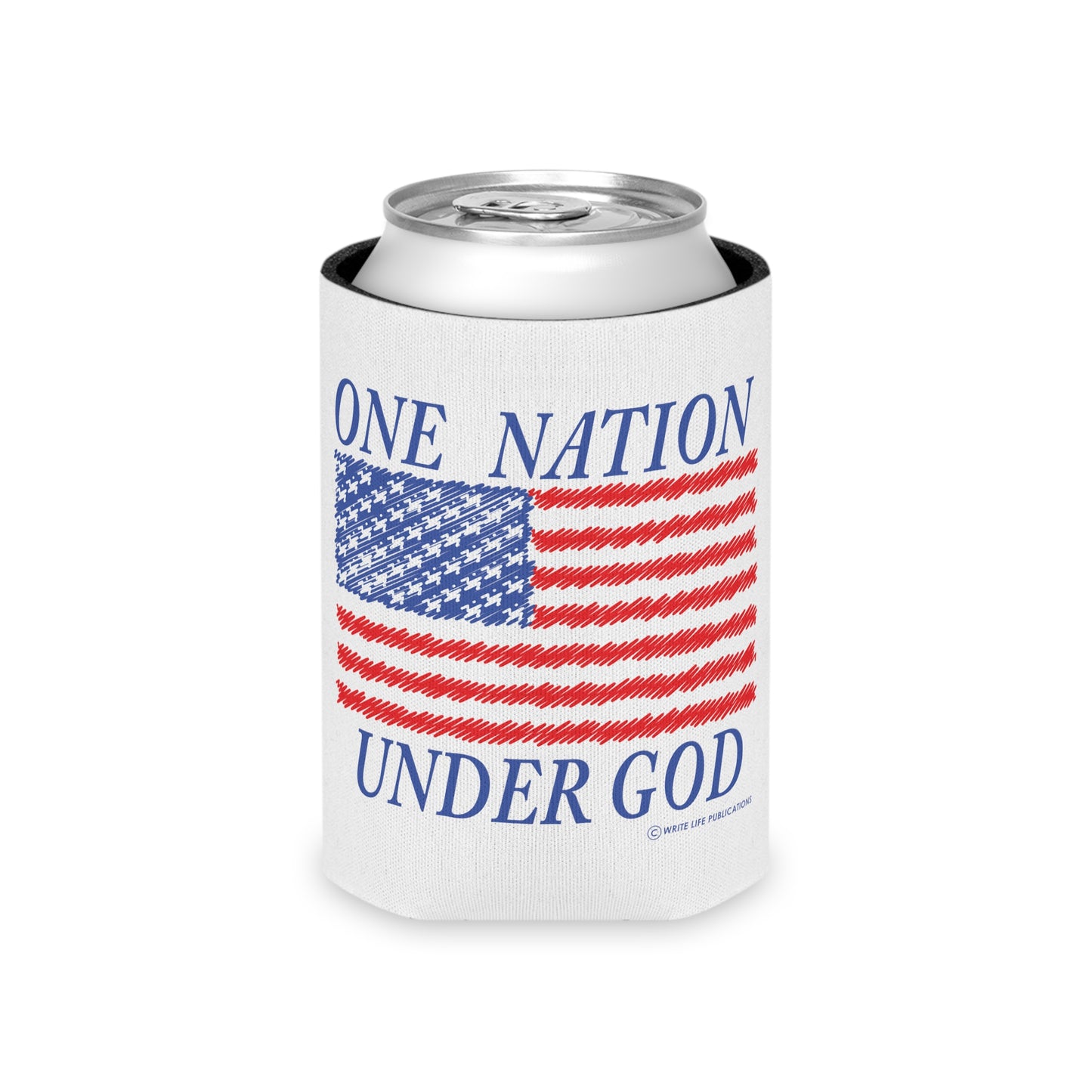 One Nation Under God with American Flag Can Cooler