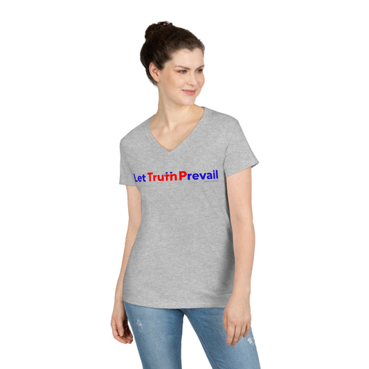 Women's Let Truth (Trump) Prevail Slogan V-Neck Tee