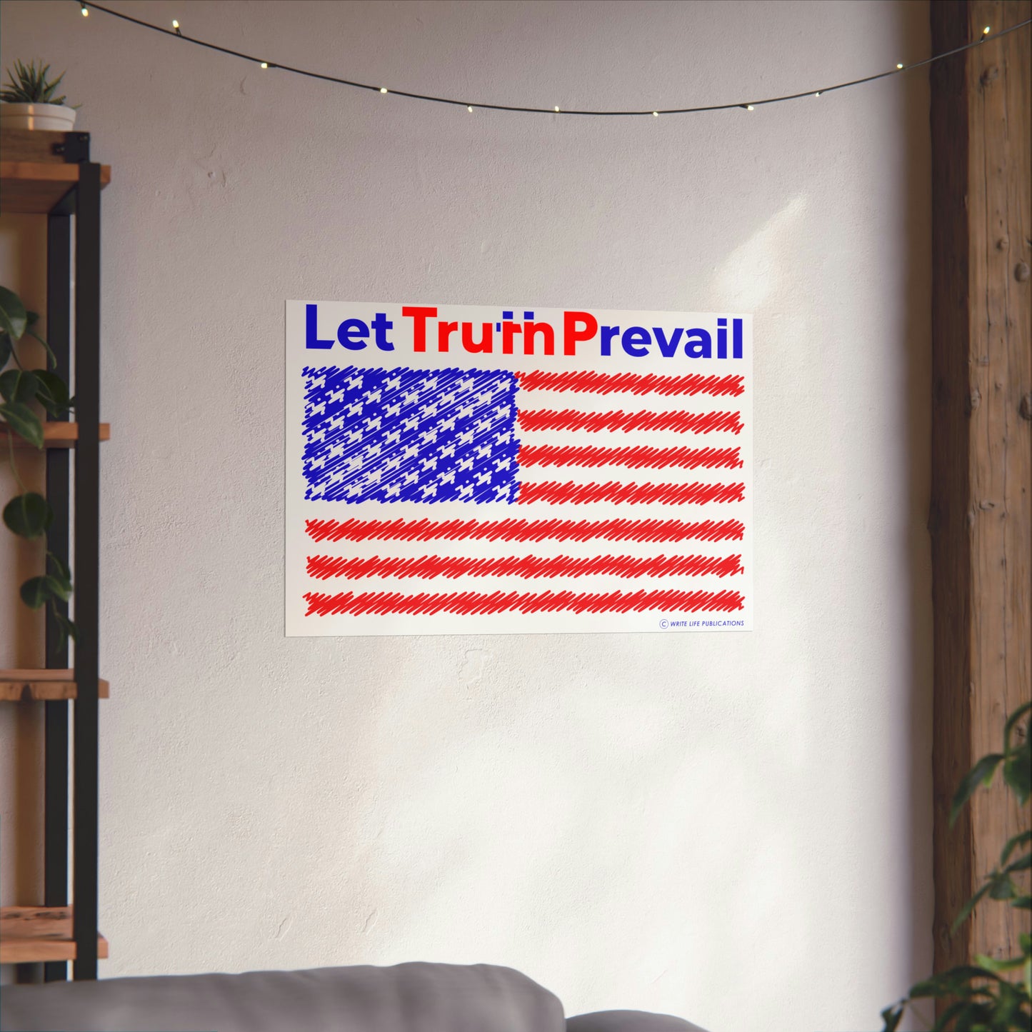 Let Truth (Trump) Prevail with American Flag Premium Matte Horizontal Poster