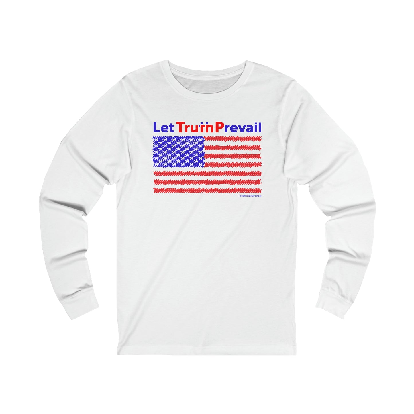 Women's Let Truth (Trump) Prevail with American Flag Jersey Long Sleeve Shirt