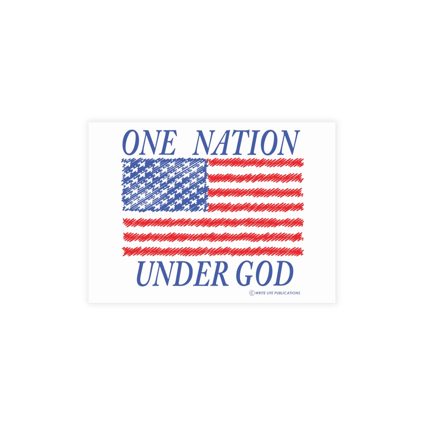 One Nation Under God with American Flag Postcard Bundles (envelopes included)