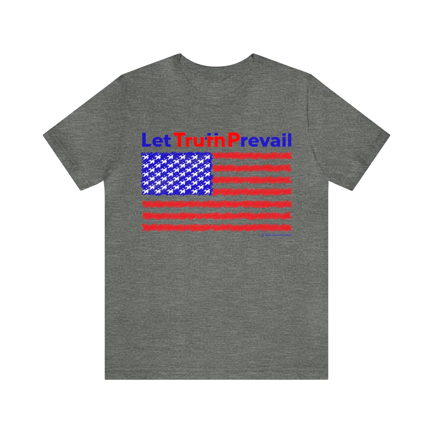 Women's Let Truth (Trump) Prevail With American Flag Jersey Short Sleeve Tee