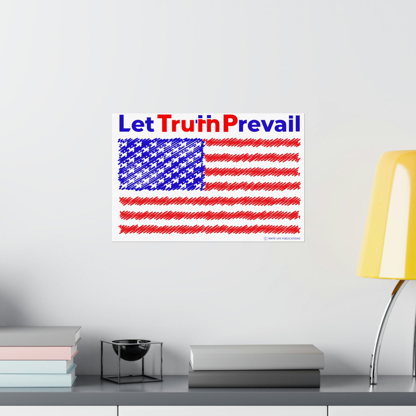 Let Truth (Trump) Prevail with American Flag Premium Matte Horizontal Poster