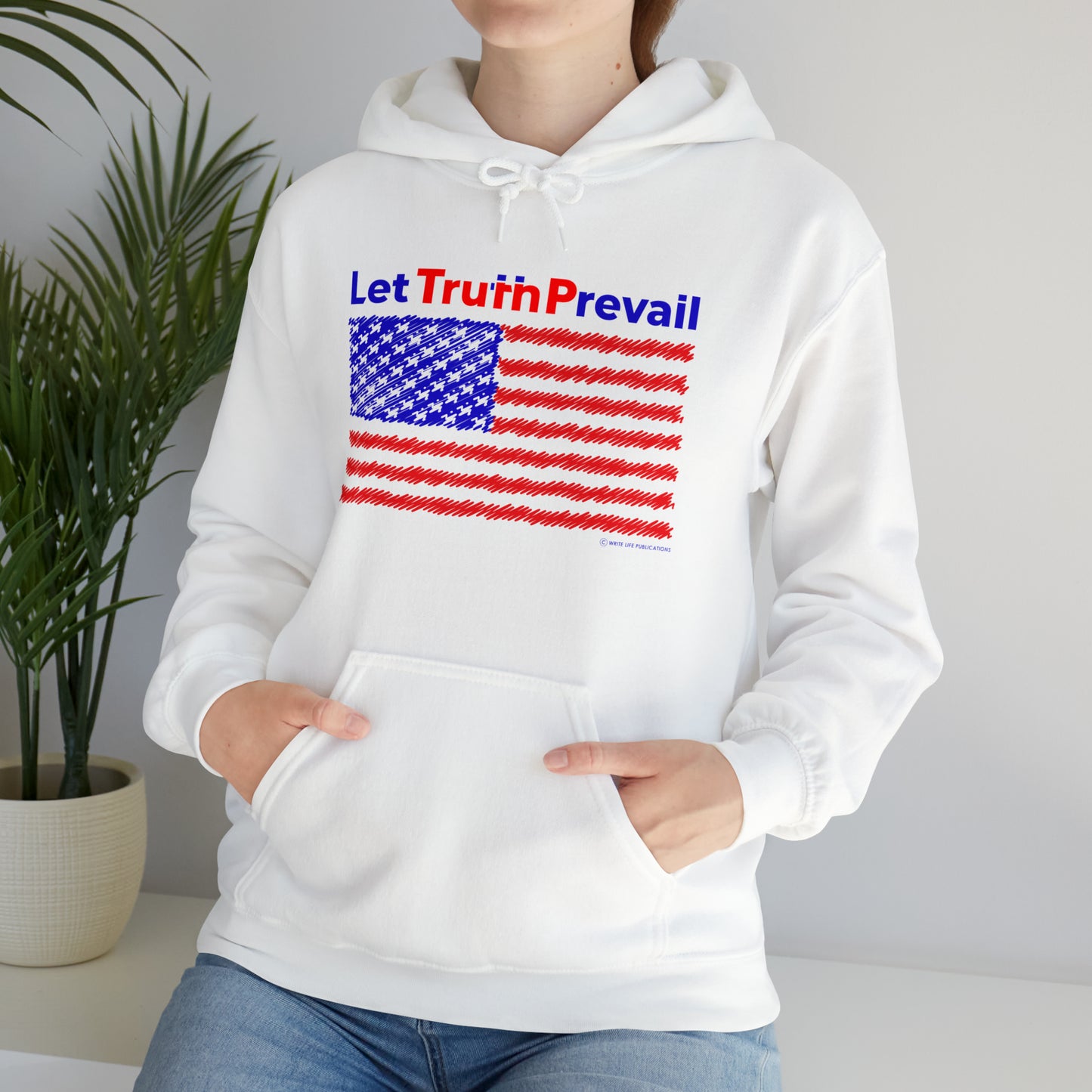 Women's Let Truth (Trump) Prevail with American Flag Heavy Blend™ Hooded Sweatshirt