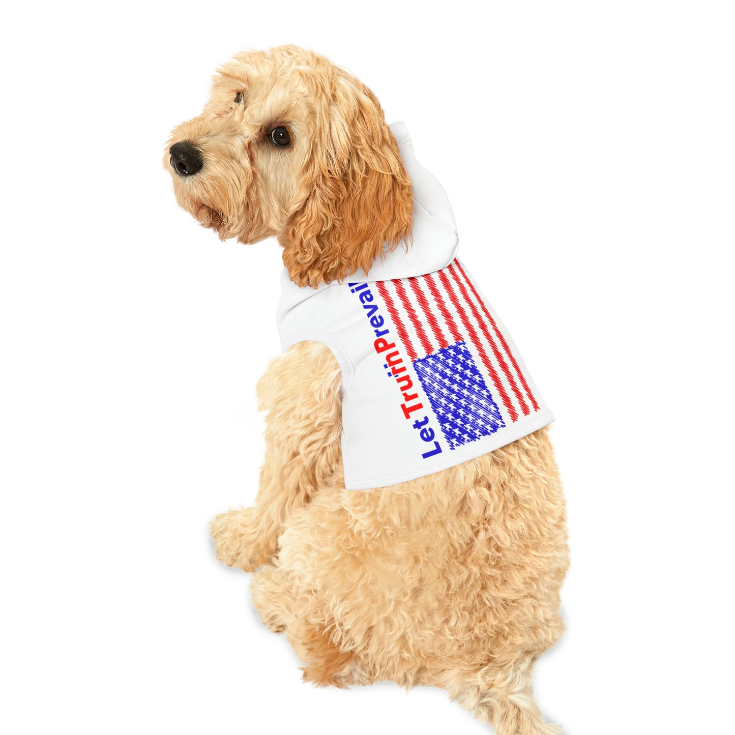 Let Truth (Trump) Prevail with American Flag Pet Hoodie