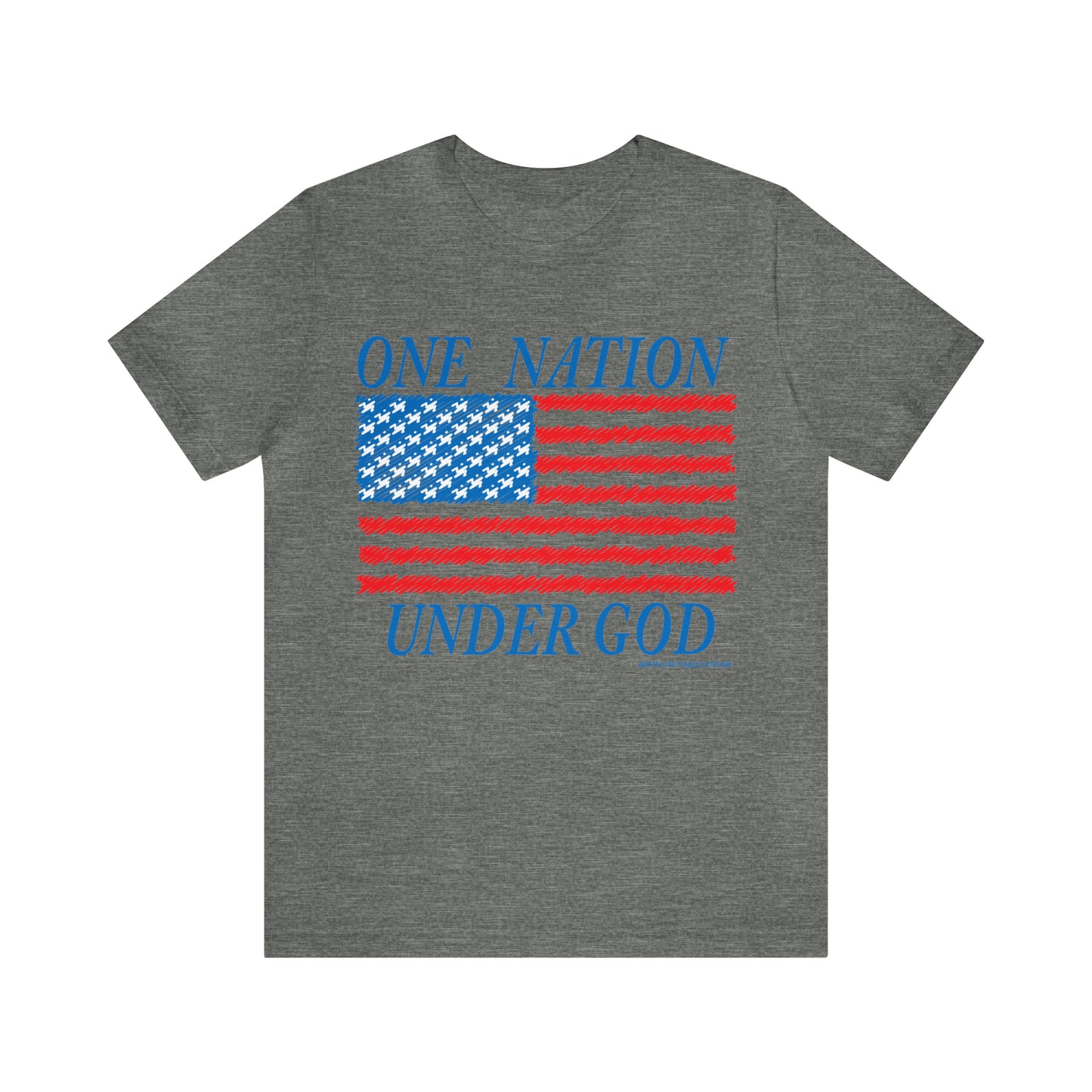 Women's One Nation Under God with American Flag Jersey Short Sleeve Tee