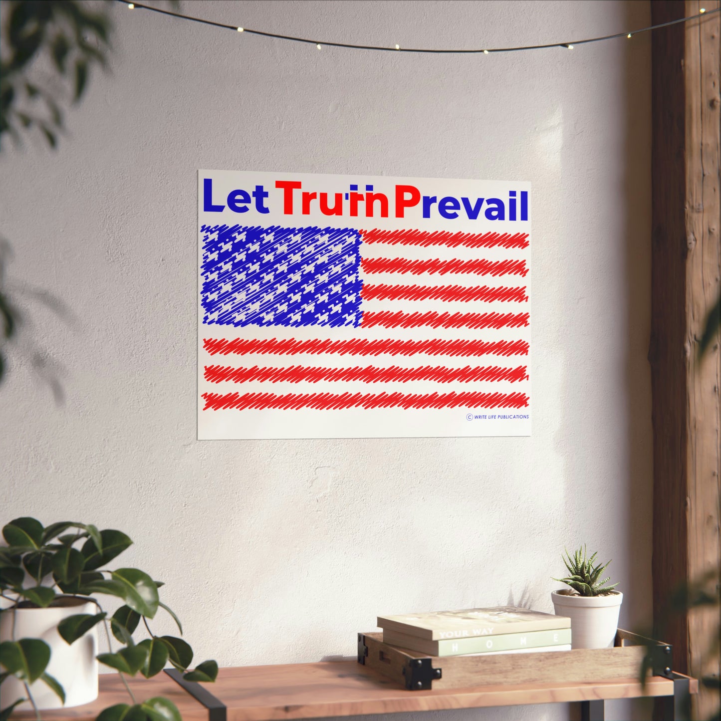 Let Truth (Trump) Prevail with American Flag Premium Matte Horizontal Poster