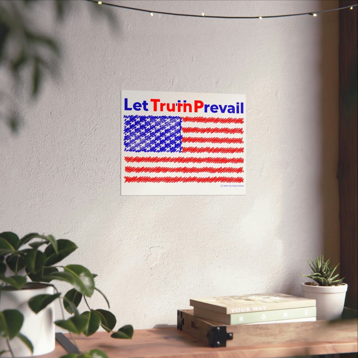 Let Truth (Trump) Prevail with American Flag Premium Matte Horizontal Poster