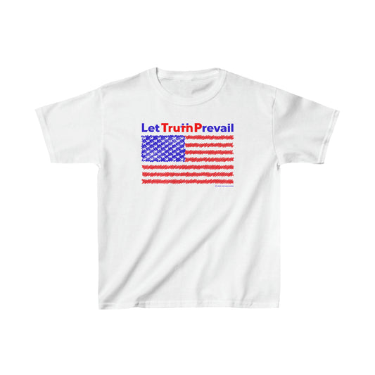 Let Truth (Trump) Prevail with American Flag Kids Heavy Cotton™ Tee