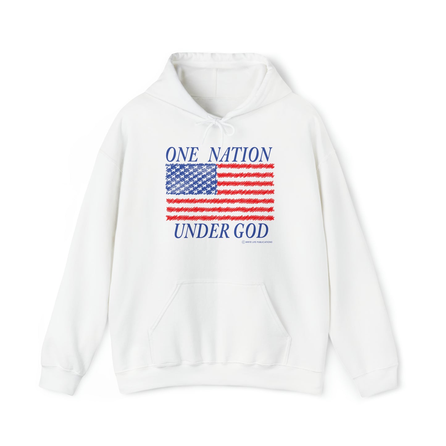 Women's One Nation Under God with American Flag Heavy Blend™ Hooded Sweatshirt